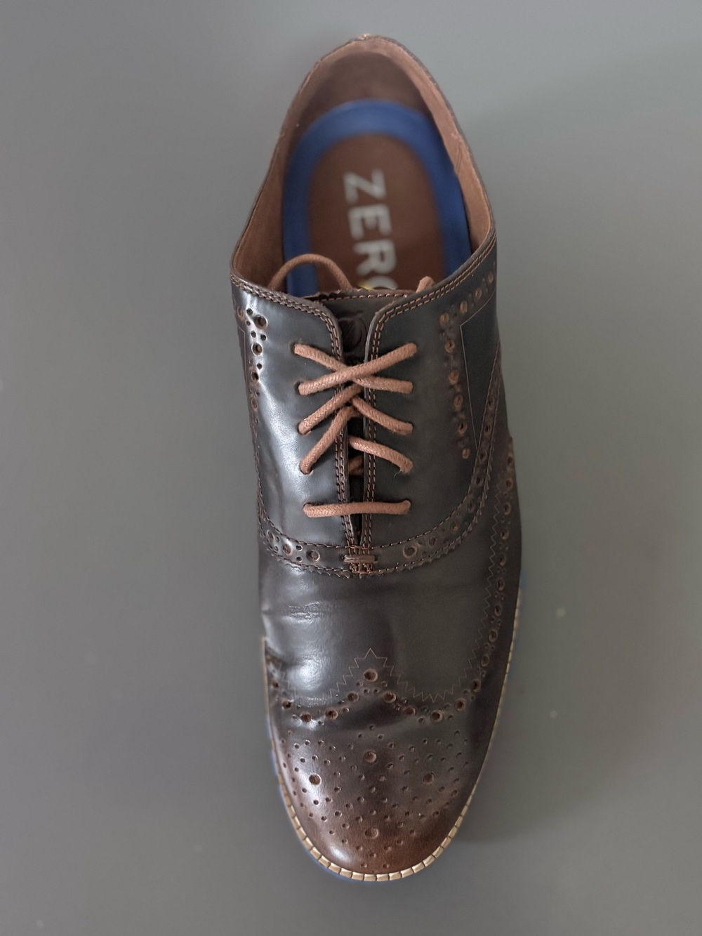 Cole Haan Zerogrand Wingtip Oxford Shoes Men’s Size 12 Brown Leather Blue Sole - Picture 6 of 11